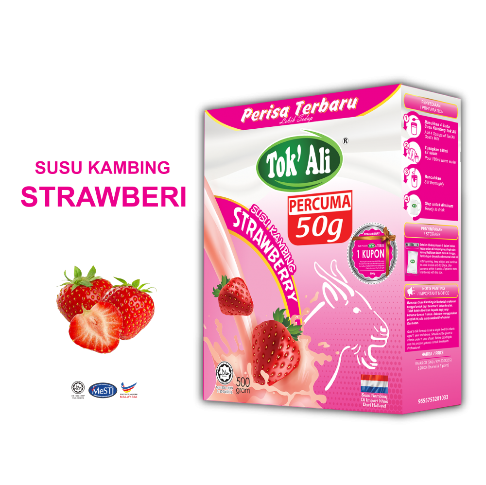 SUSU KAMBING STRAWBERI 500G + FREE 50G